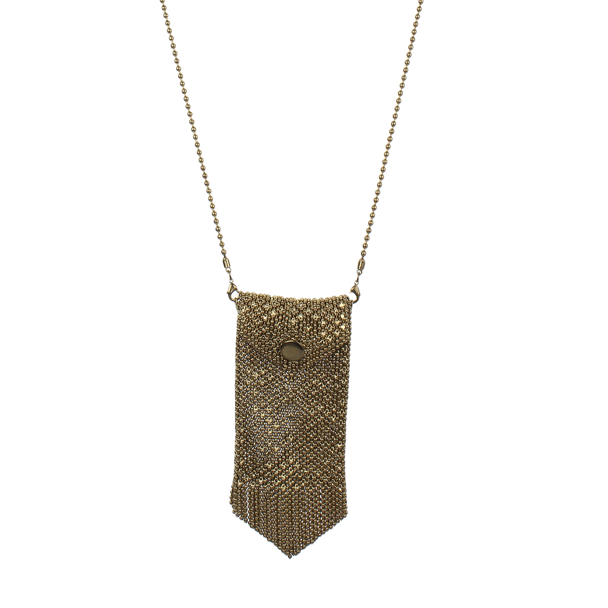 Bead Wallet Necklace - Glass Beads, Copper Alloy Metal, Golden Color | Ideal For Parties, Weddings, Anniversaries, Engaging Gifts, Enhances Saree Look