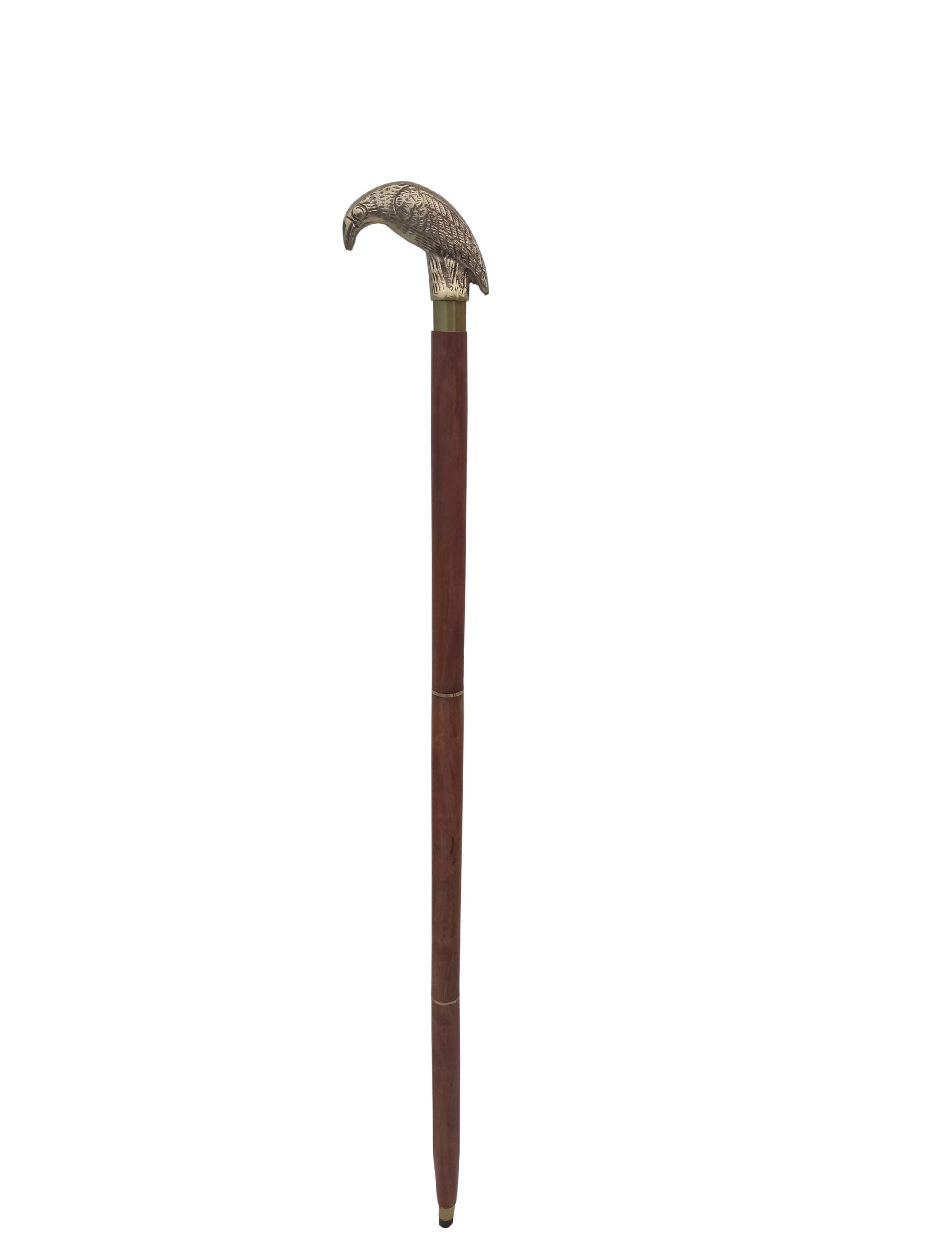 Brass Eagle Bird Handle Wooden Walking Stick