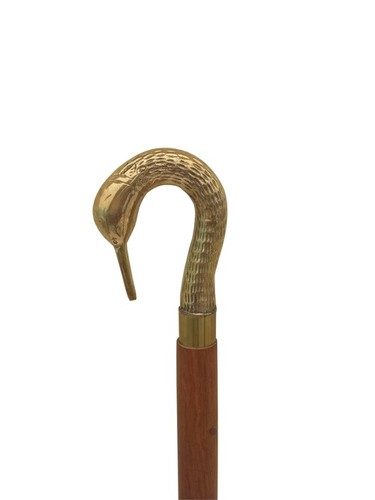 ब्रास सॉरस बर्ड वुडन वॉकिंग स्टिक