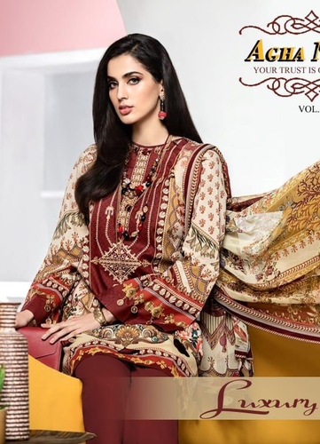 Multi Color Agha Noor Vol-3 Lawn Cotton Pakistani Printed Salwar Suits Catalog