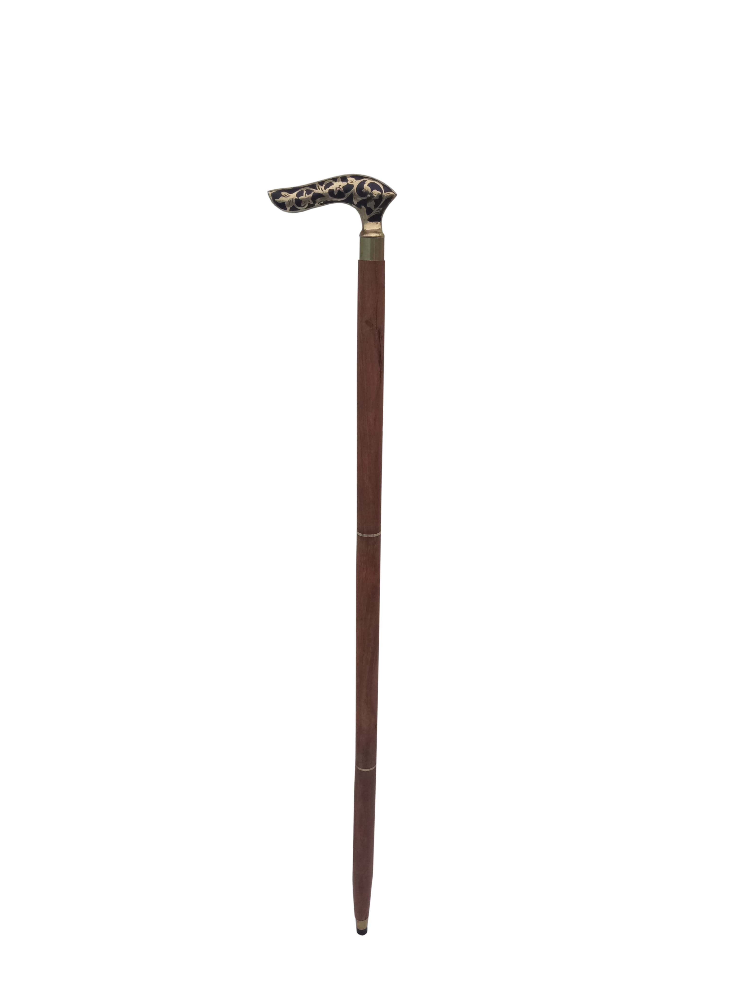 Brass Leaf Designer Handle Wooden Walking Stick