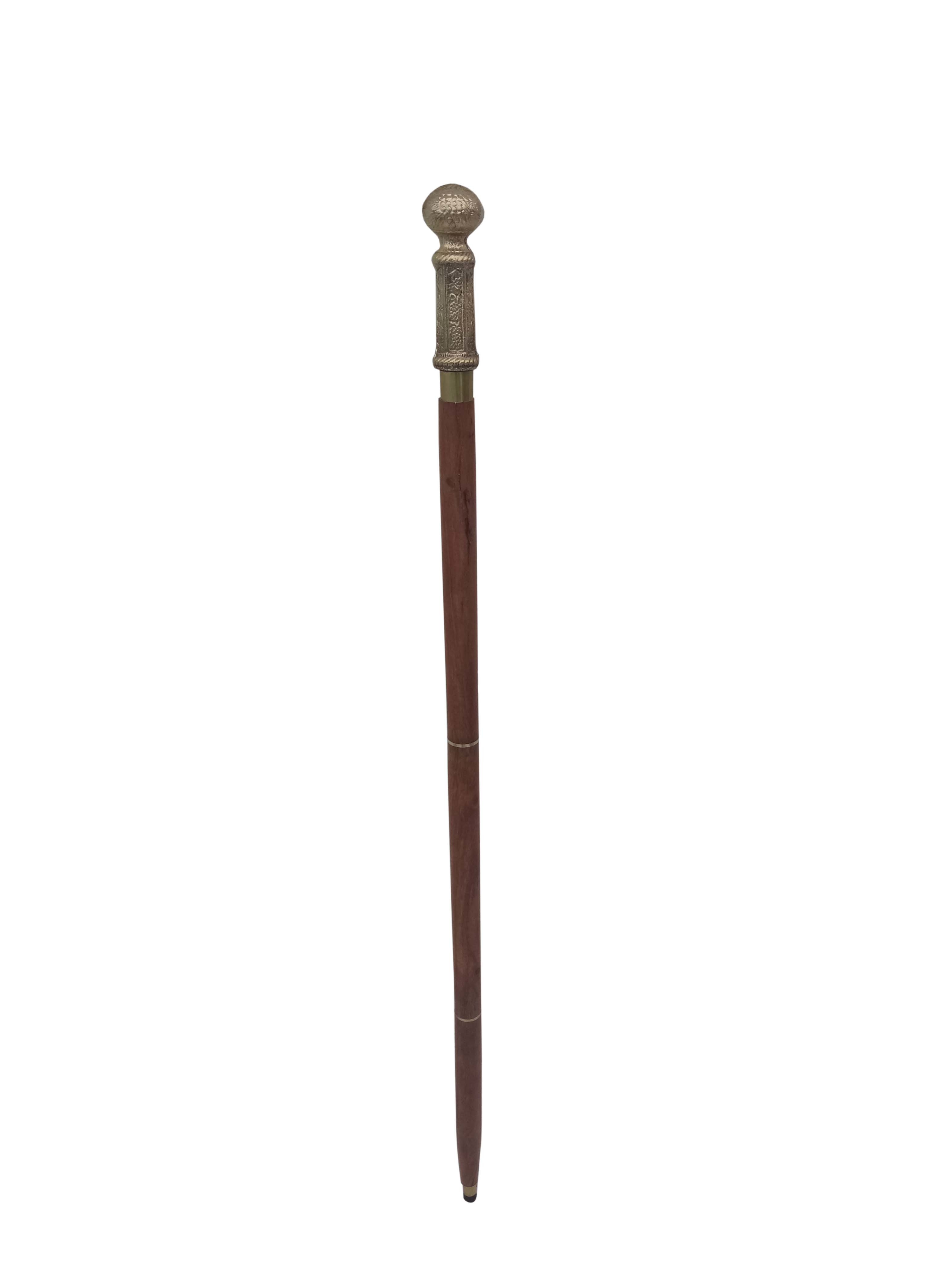 Brass Handle Wooden Walking Stick
