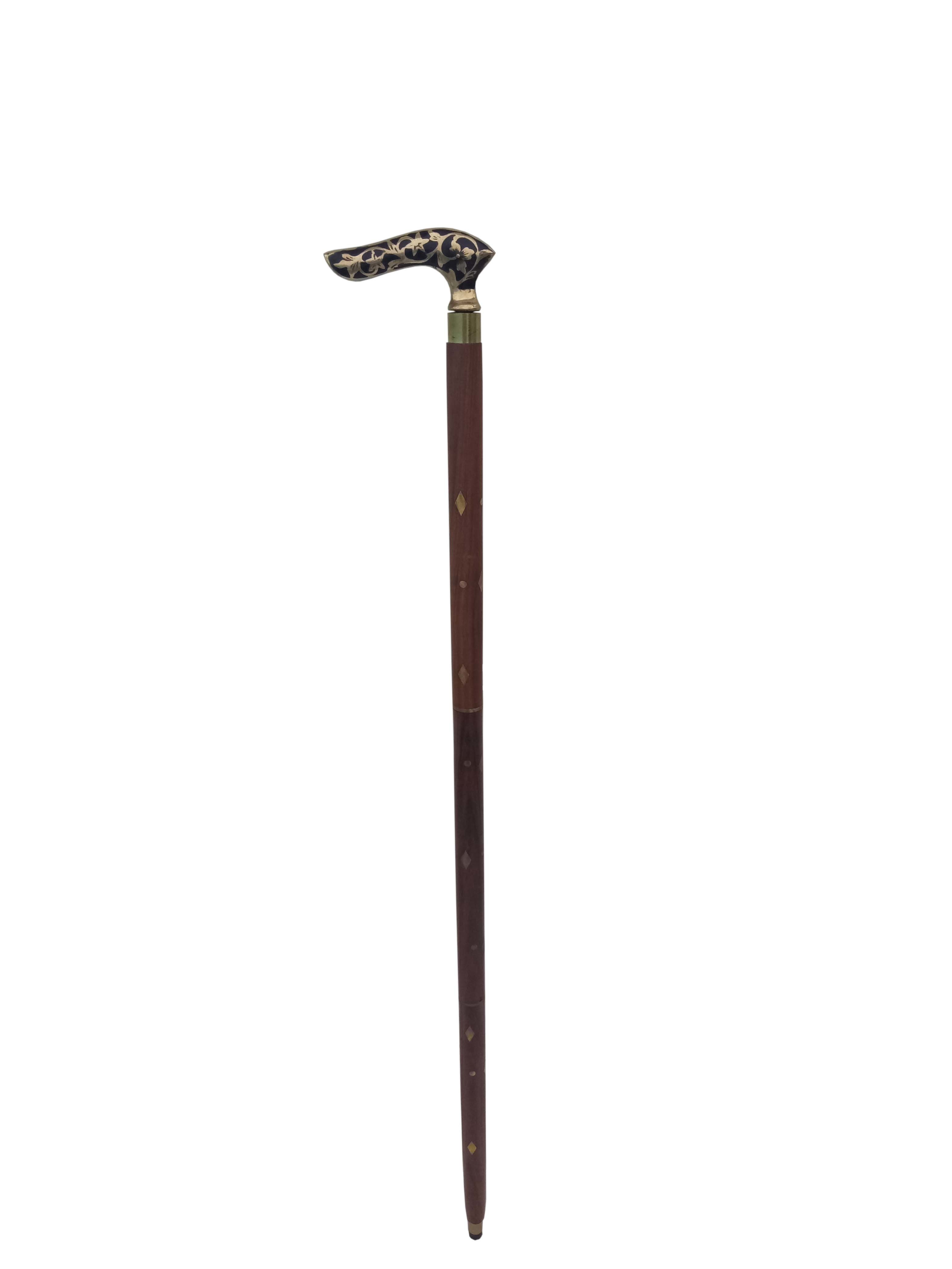 Brass Leaf Handle Wooden Walking Stick