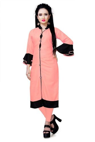 महिलाओं के लिए Genric स्टाइलिश कैज़ुअल वियर पिंक (गुलाबी) रेयॉन कुर्ती