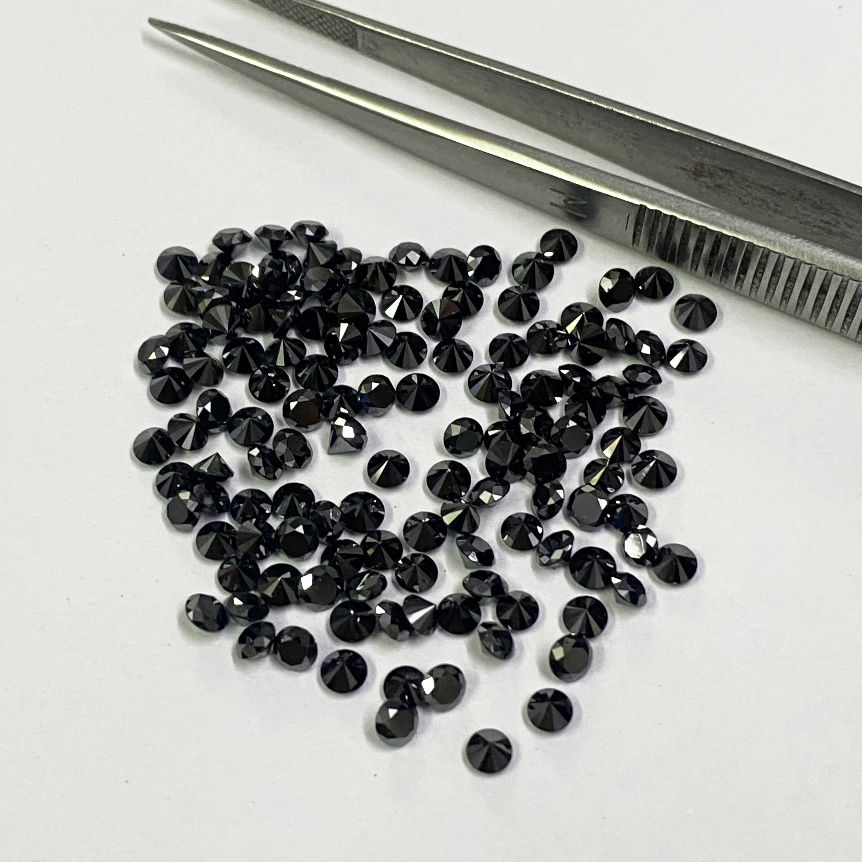 2mm Black Diamond Faceted Round Loose Gemstones Grade: Aaa