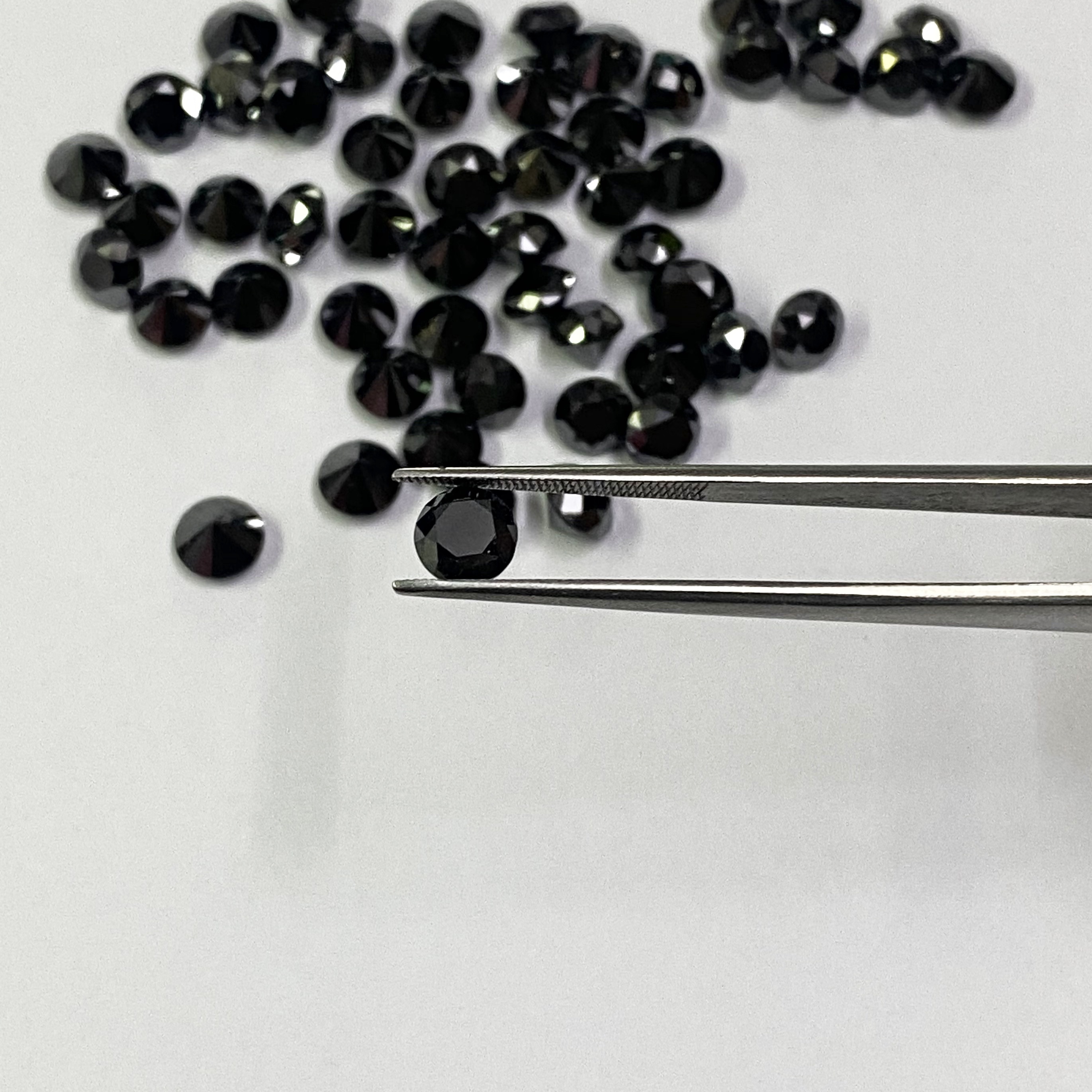 2mm Black Diamond Faceted Round Loose Gemstones Grade: Aaa