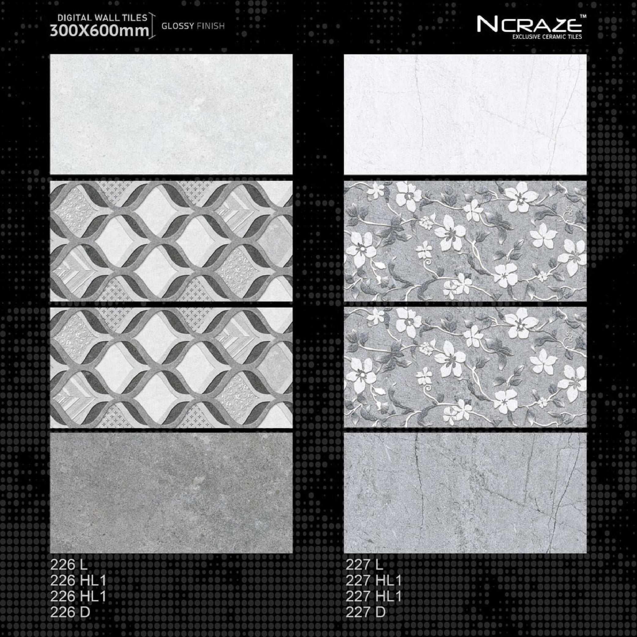 Ceramic Wall Tiles - 300x600mm, Grey & Cream, Gloss & Matt Finish, Antibacterial & Non-slip, Wear-resistant, Full Body & Glazed, Iso Certified