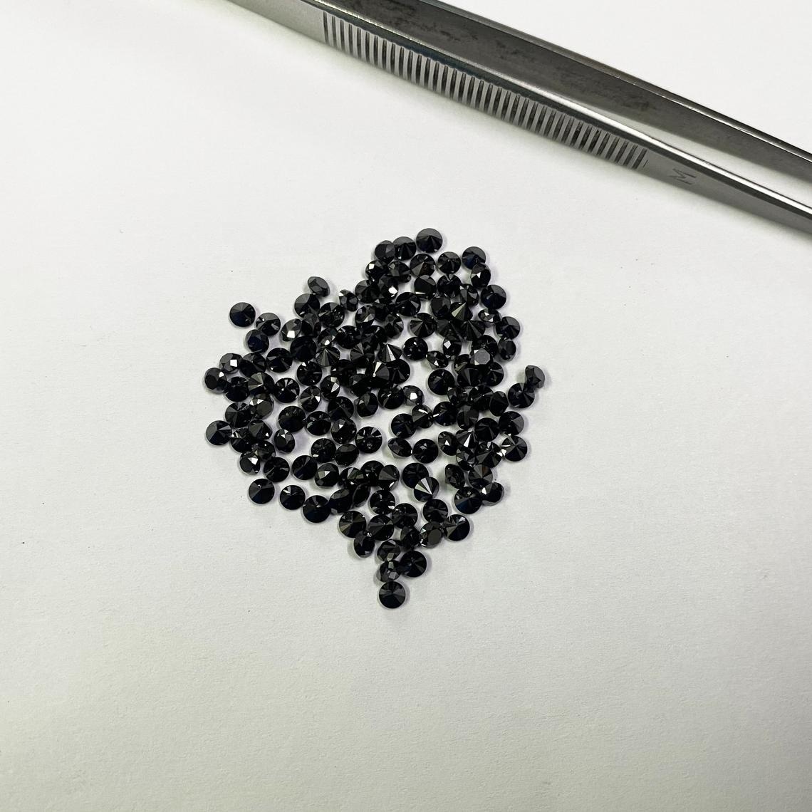 2.5mm Black Diamond Faceted Round Loose Gemstones Grade: Aaa