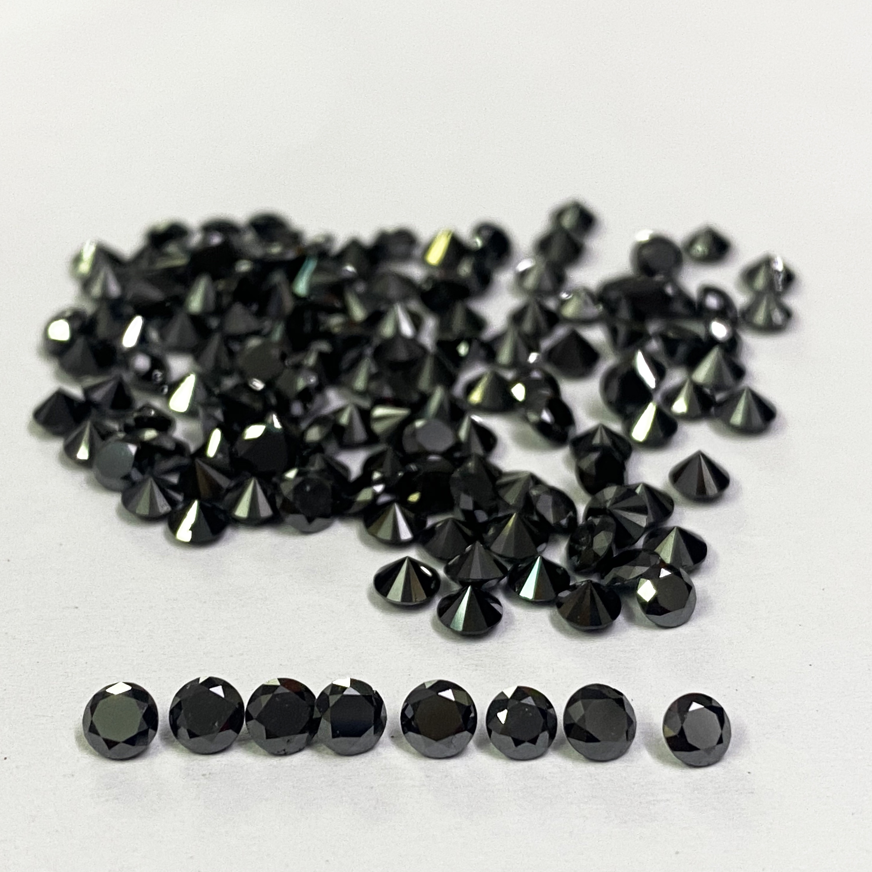 3mm Black Diamond Faceted Round Loose Gemstones Grade: Aaa