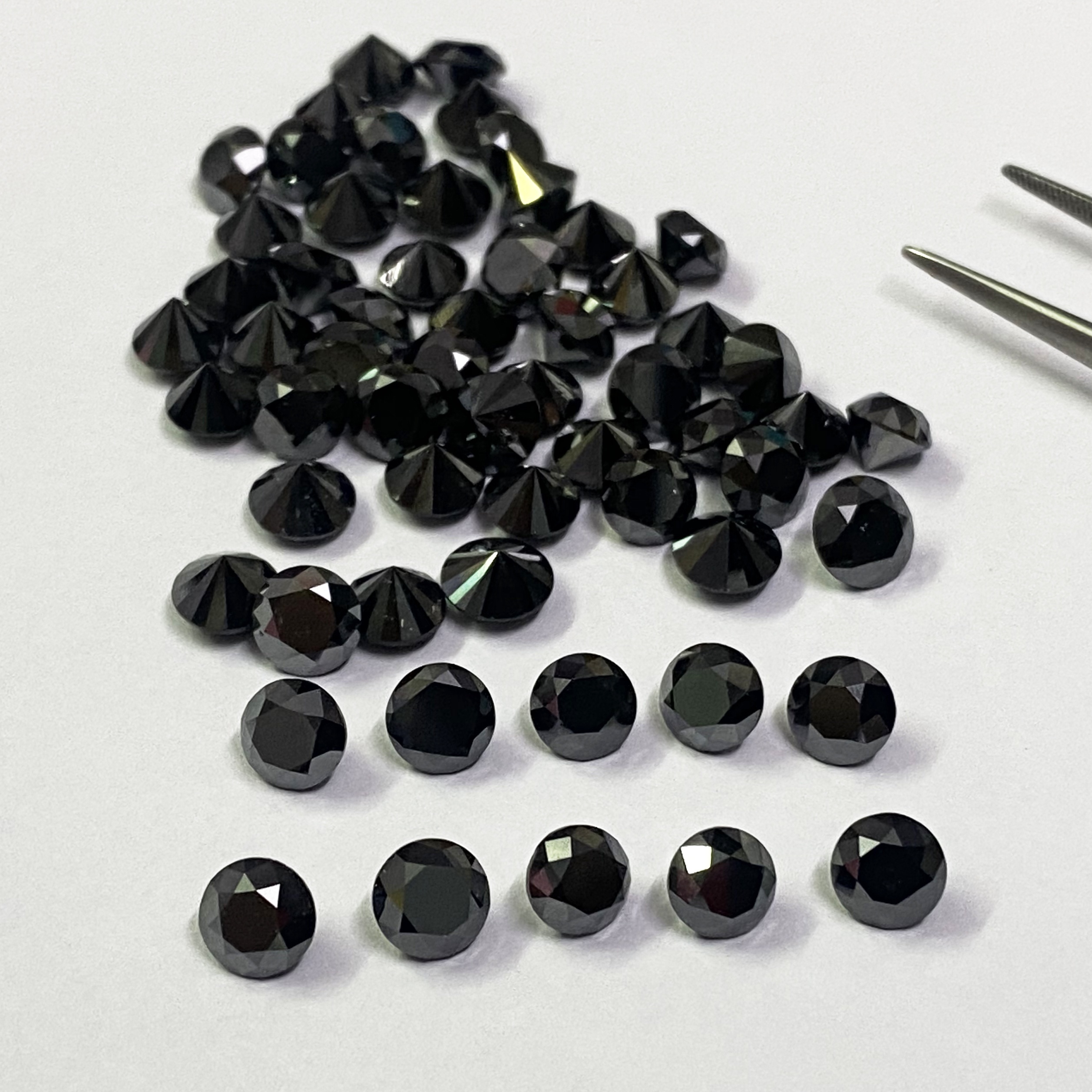 5mm Black Diamond Faceted Round Loose Gemstones Grade: Aaa