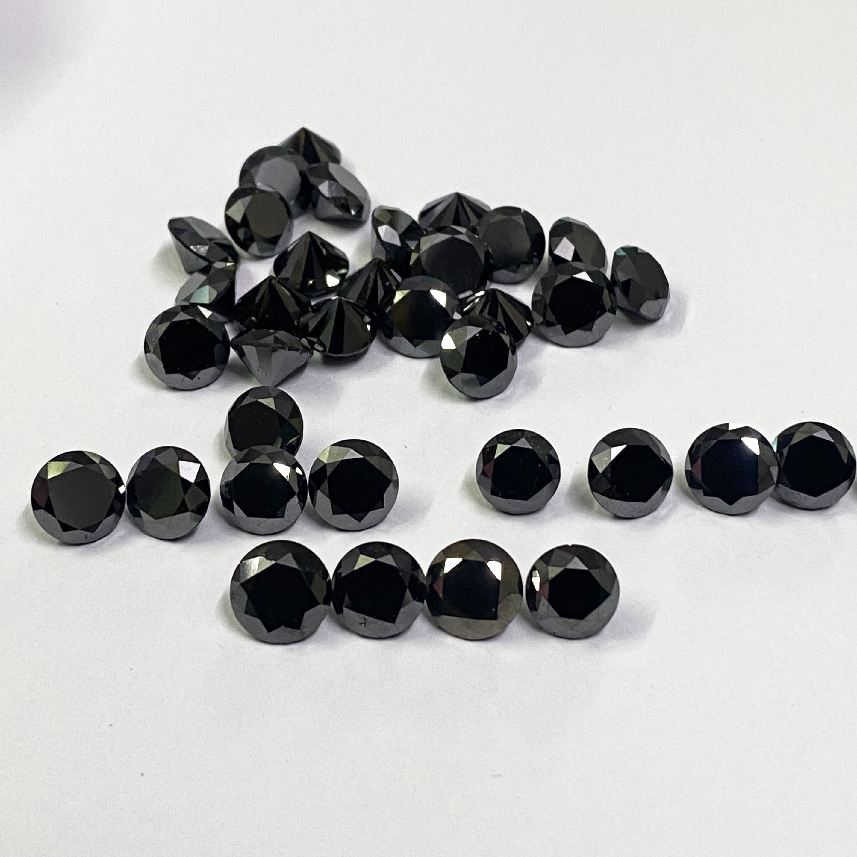 6mm Black Diamond Faceted Round Loose Gemstones Grade: Aaa