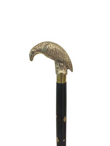 ब्रास ईगल हेड हैंडल ब्लैक वुडन वॉकिंग स्टिक