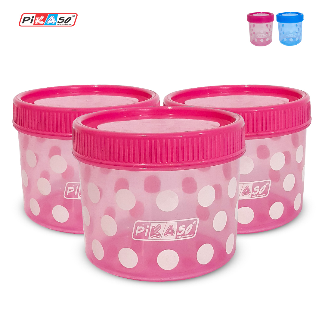 Polka Container 3000 - Polypropylene, 150x150x210 Mm, Pink And Blue | Airtight, Leak Proof, Healthy, Nontoxic Kitchen Container Set