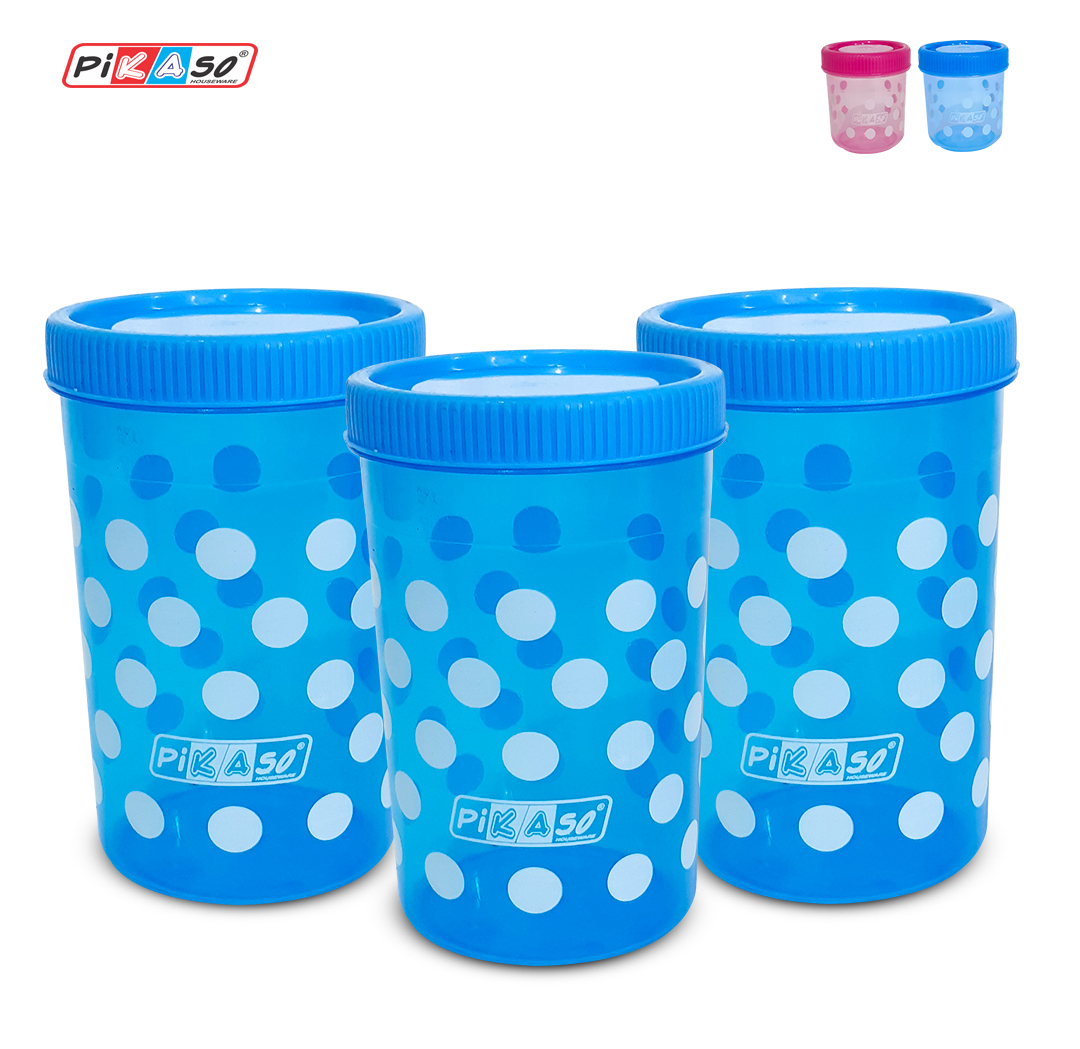 Polka Container 3000 - Polypropylene, 150x150x210 Mm, Pink And Blue | Airtight, Leak Proof, Healthy, Nontoxic Kitchen Container Set