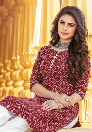 मल्टी कलर कियाना बांधनी वॉल्यूम 2 रेयन कॉटन कुर्ती बॉटम कैटलॉग के साथ