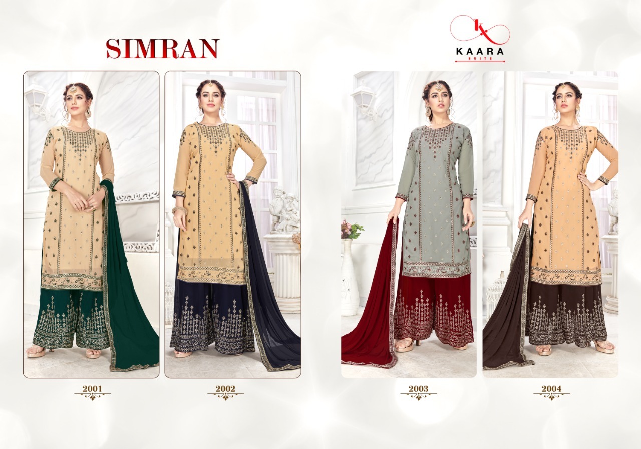Multi Color Kaara Suit Simran Fox Georgette Sharara Style Designer Salwar Suits Catalog