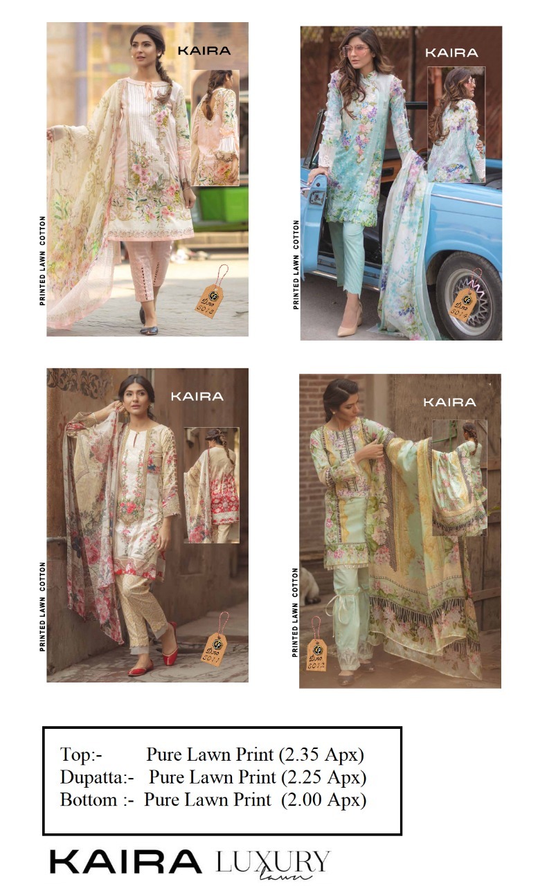 Keval Fab Kaira Luxury Lawn Collection - Cotton Fabric, Unstitched Size With Top 2.50 Mtr, Bottom 2.00 Mtr, Dupatta 2.25 Mtr | Multi Color, Printed Design, Traditional Ethnic Wear, Washable