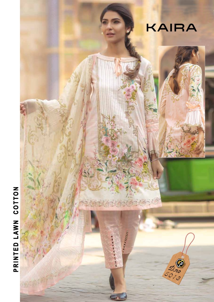 Keval Fab Kaira Luxury Lawn Collection - Cotton Fabric, Unstitched Size With Top 2.50 Mtr, Bottom 2.00 Mtr, Dupatta 2.25 Mtr | Multi Color, Printed Design, Traditional Ethnic Wear, Washable