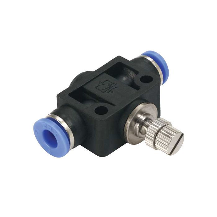 Speed Control Flow Control Valve - Stainless Steel, 4mm-12mm Port Sizes | Elegant Design, 360° Rotating Valve, Precise Air Flow Regulation, Teflon Coated Threads