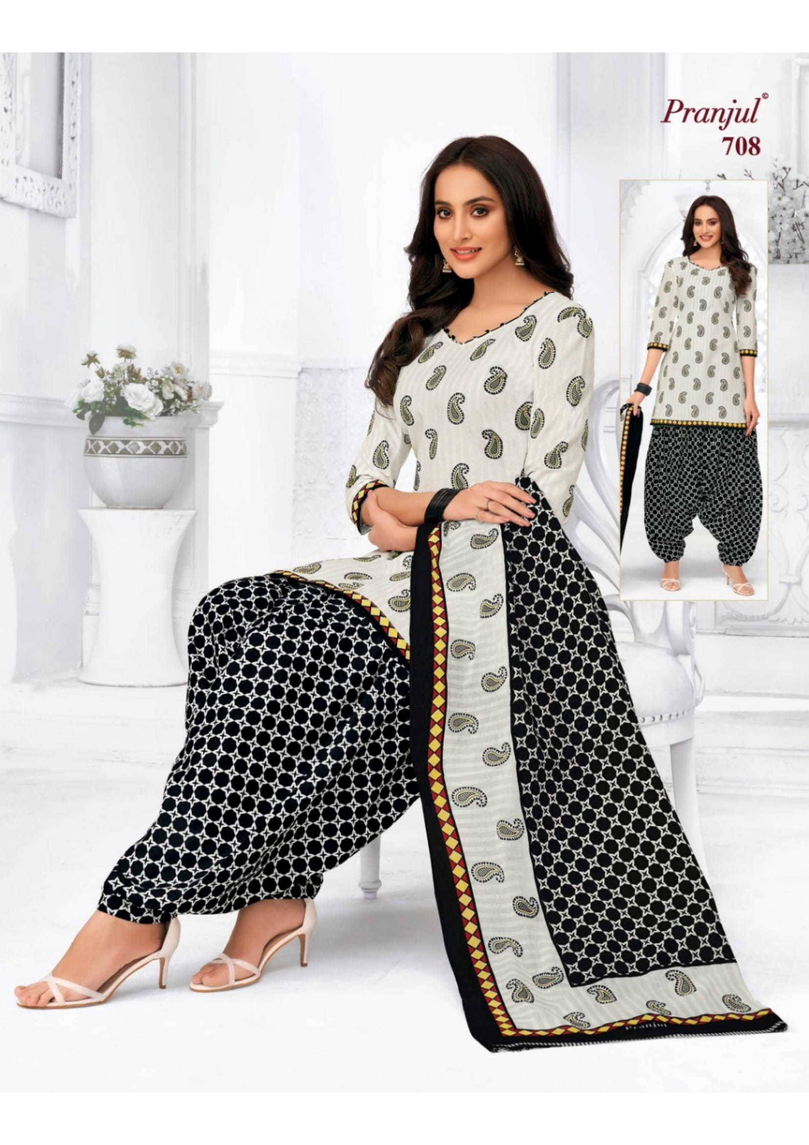 Pranjul Prinyanka Vol 7 - Heavy Cotton Printed Top 2.00 Mtrs, Bottom 2.50 Mtrs, Pure Cotton Dupatta 2.25 Mtrs | Random 35 Pcs Catalogue