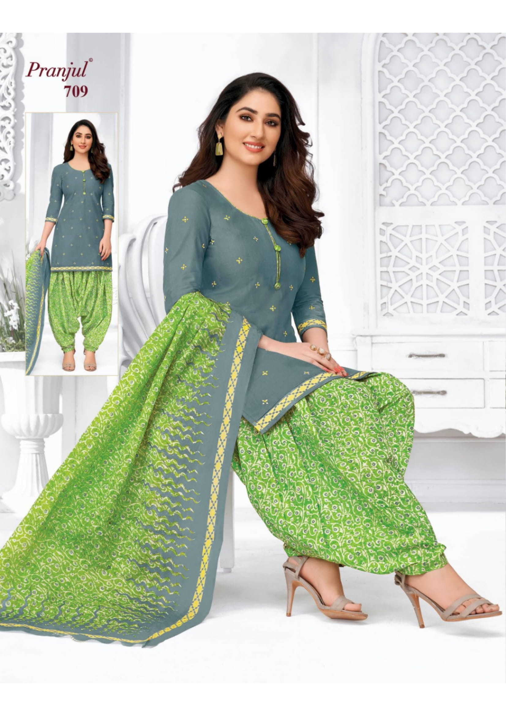 Pranjul Prinyanka Vol 7 - Heavy Cotton Printed Top 2.00 Mtrs, Bottom 2.50 Mtrs, Pure Cotton Dupatta 2.25 Mtrs | Random 35 Pcs Catalogue