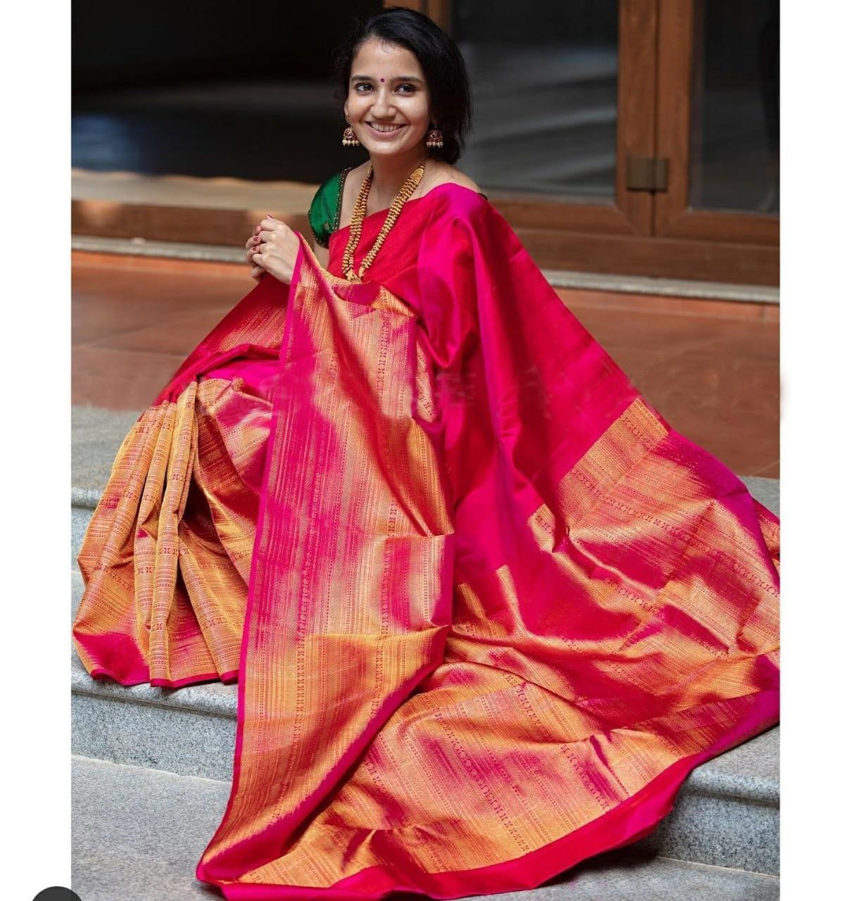Ladies Fancy Saree - Soft Kanjiwaram Silk, Multi-color, Traditional Weaving With Beautiful Rich Pallu And Jacquard Work