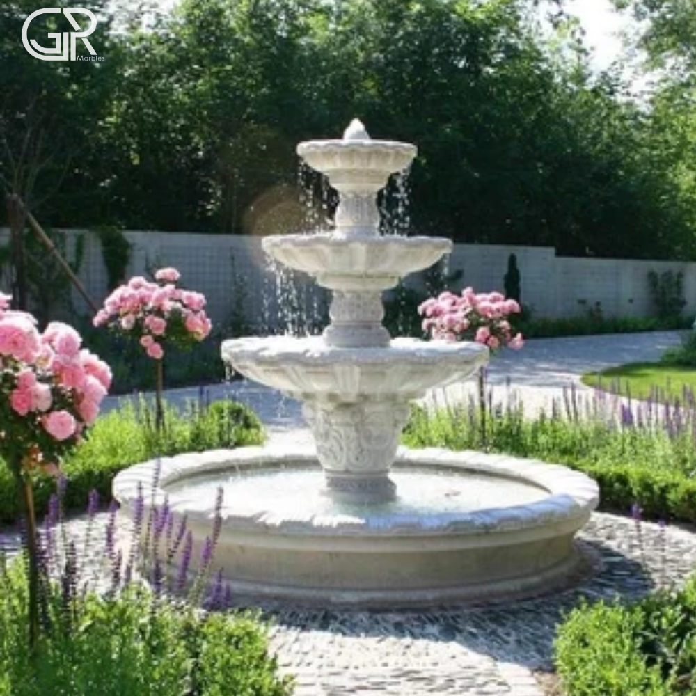 Outdoor Marble Fountains - Color: Beige