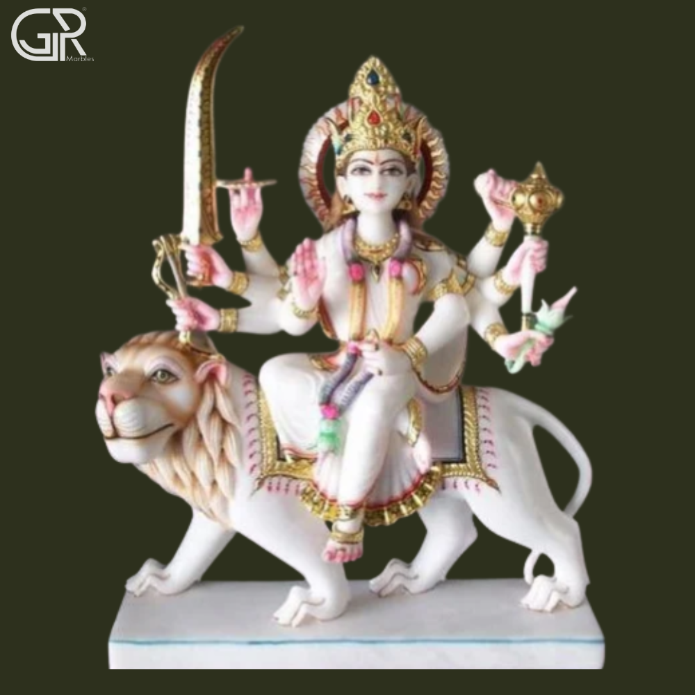 धार्मिक संगमरमर की दुर्गा माँ की प्रतिमा