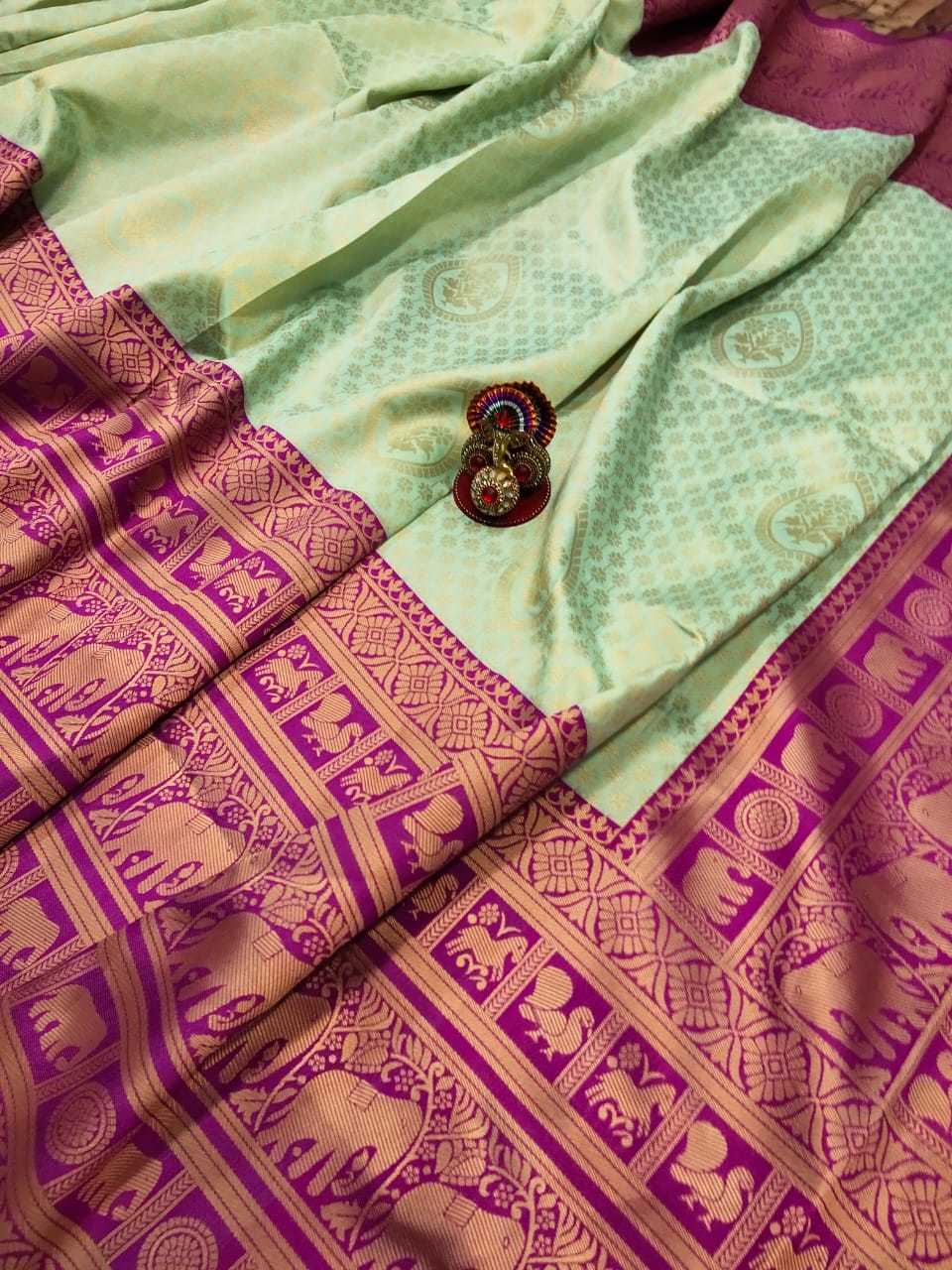Ladies Silk Saree - Mugdha Pure Soft Lichi Silk, Multi Color, Elegant Ethnic Attire With Heavy Jaquard Border & Trendy Pallu, Light Weight & Easy To Drape