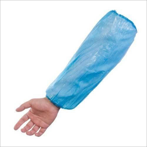 Disposable Plastic Sleeves - Plastic Material Blue Color With Elastic Band | Ideal For Healthcare & Food Processing Use