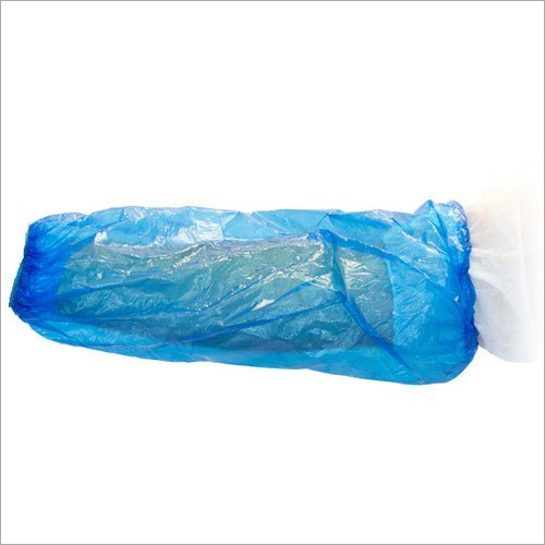 Disposable Plastic Sleeves - Plastic Material Blue Color With Elastic Band | Ideal For Healthcare & Food Processing Use