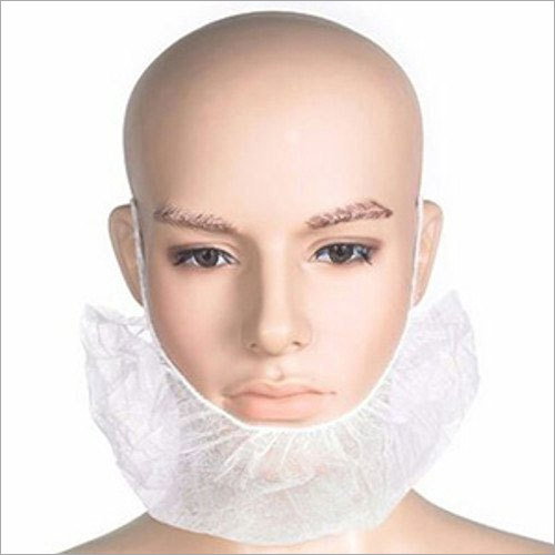 Disposable Beard Mask - Non Woven, Free Size, White & Blue | Earloop Style, Ideal For Personal Care In Various Industries
