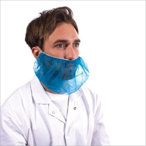 Disposable Beard Mask - Non Woven, Free Size, White & Blue | Earloop Style, Ideal For Personal Care In Various Industries