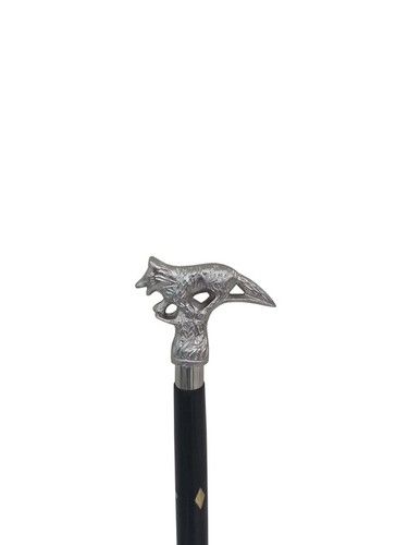 Aluminium Fox Handle Black Wooden Walking Stick