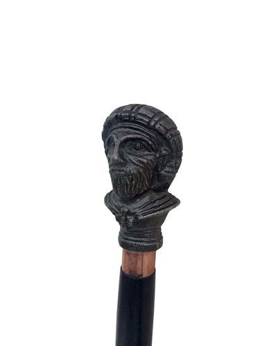 Aluminum Black Mummy Head Black Wooden Walking Stick