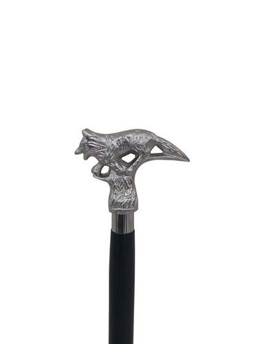 Aluminum Fox Head Wooden Walking Stick