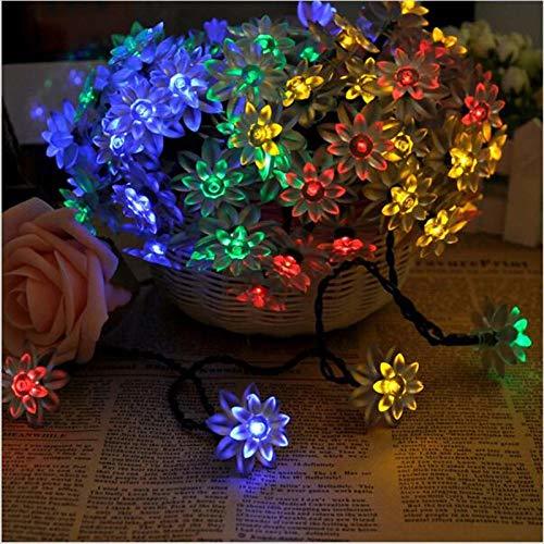 Abs Plastic Solar Lotus Shaped Decorative Waterproof String Light