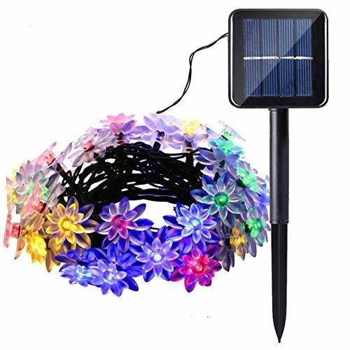 Abs Plastic Solar Lotus Shaped Decorative Waterproof String Light