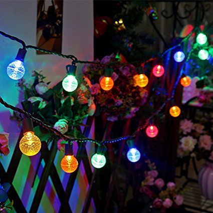 Figured Ball Decorative String Lights - 30 Led, Solar-powered With Multicolor Lights | Ip65 Waterproof, Abs Plastic Material, 8-10 Hours Working Time
