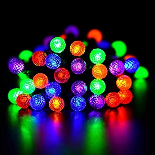 Figured Ball Decorative String Lights - 30 Led, Solar-powered With Multicolor Lights | Ip65 Waterproof, Abs Plastic Material, 8-10 Hours Working Time