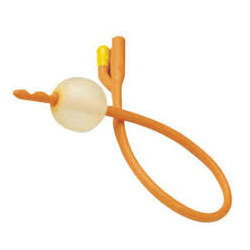Foley Balloon Catheters - Silicone, 16.5 Inches Length, 14 Fr Coude Tip , 5mL Balloon Volume, Orange Color, Individually Wrapped