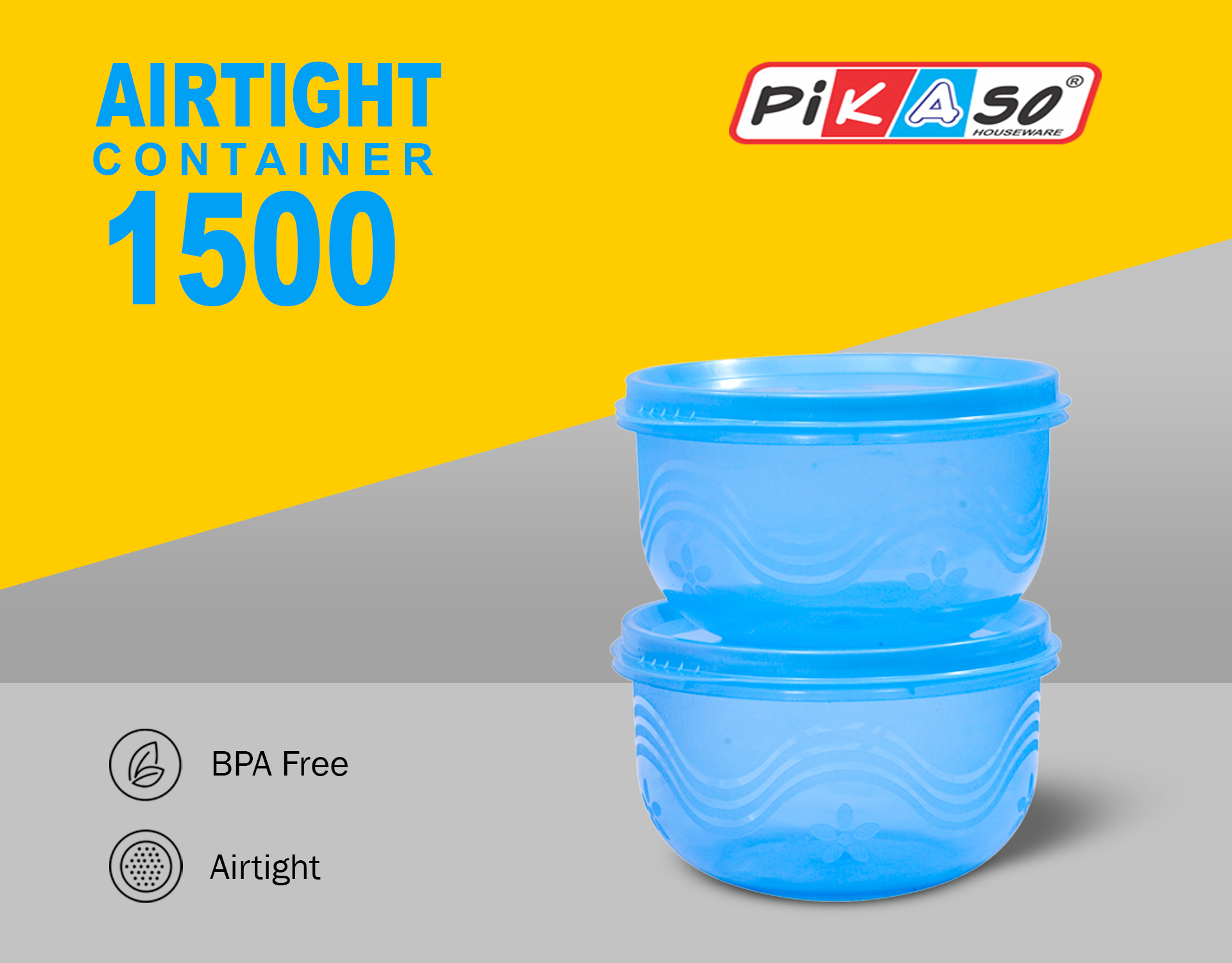 Atc 1500 (Tp) Container (2 Pcs Set) - Polypropylene, 12.2x12.2x8 Cm, Green, Purple, Brown, Blue | Air Tight, Leak Proof, Eco-friendly, Food Storage