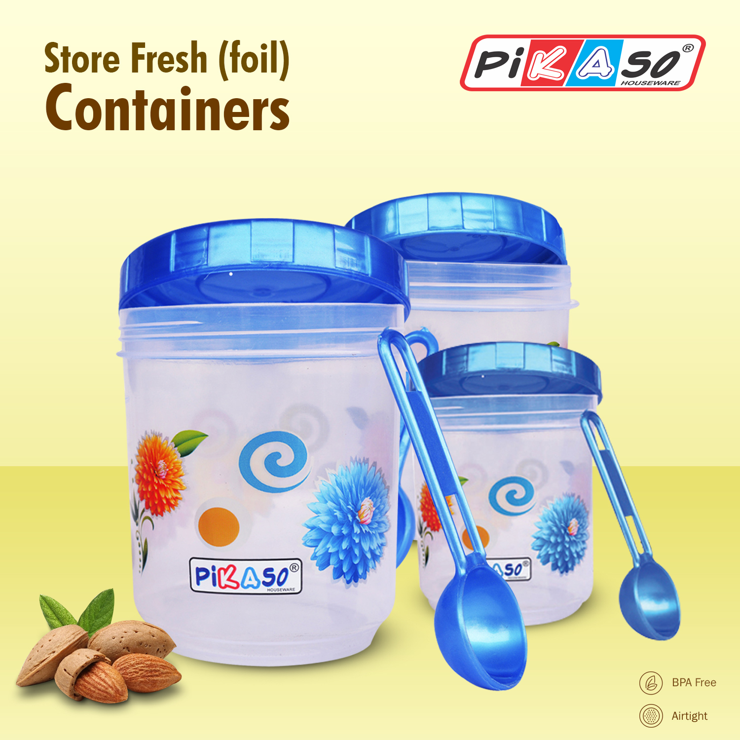 Store Fresh 750 - Polypropylene, 12.2x12.2x9 Cm, Transparent (Foil) | 760 Ml Round Household Containers, 189 G Weight, 3pc Set