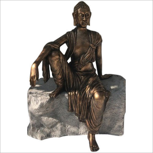 Sitting Frp Buddha Statue - 6-8 Ft Brown Glossy Finish | Durable, Water-resistant, Ideal For Indoor & Outdoor Worship Decor