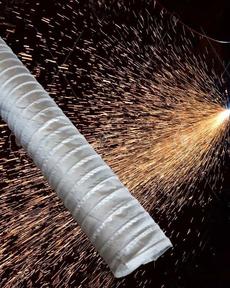 Welding Spark Proof Hose - 38 to 300mm Diameter, 4 to 6M Length | Silver, Neoprene Material, 150°C Temperature Resistance, Round Shape, SS Reinforcement