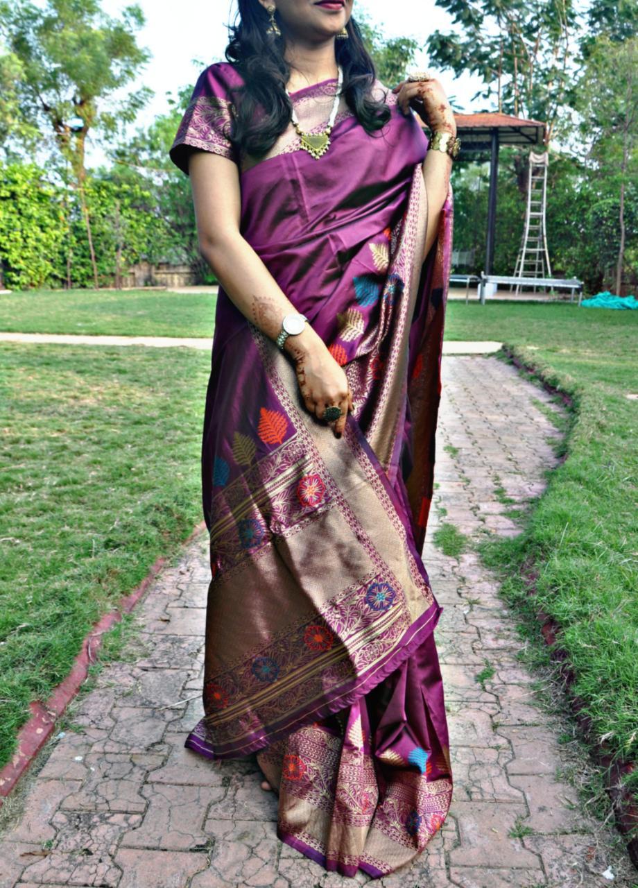 Ladies Fancy Silk Saree - Soft Lichi Silk Fabric, Multi Color With Beautiful Rich Pallu & Jequard Self Weaving Work, Ideal For Traditional Occasions