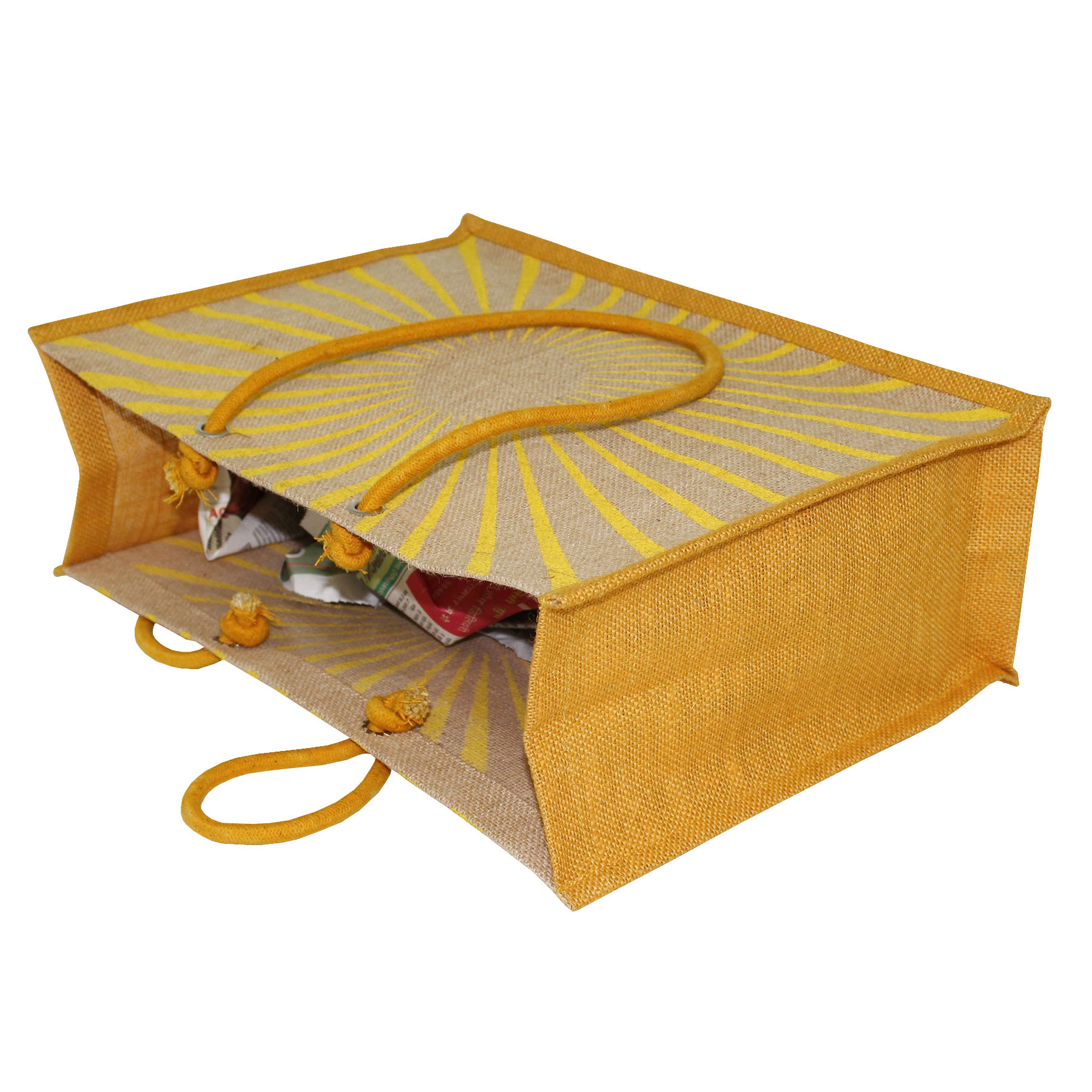 Pp Laminated Jute Shopping Tote Bag - 30 X 40 X 15 Cm, Re-useable, Bio-degradable, Eco-friendly With Shoulder Length Handle