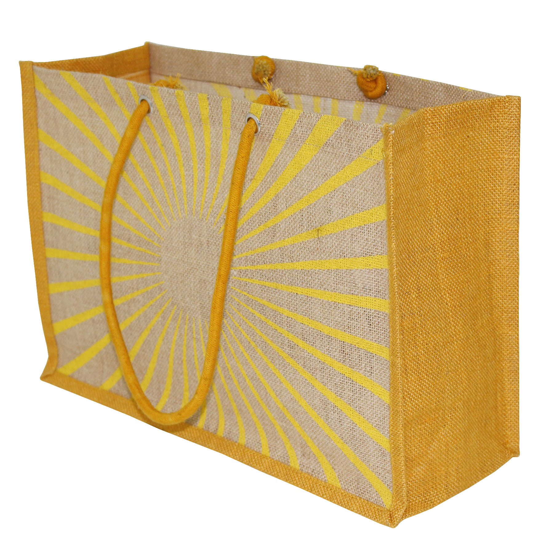 Pp Laminated Jute Shopping Tote Bag - 30 X 40 X 15 Cm, Re-useable, Bio-degradable, Eco-friendly With Shoulder Length Handle