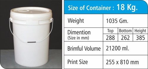 Grease Container - PPCP Material, 18 KG Capacity, Round Shape, White Color | Eco-Friendly Food Container, UV Polypack Logo
