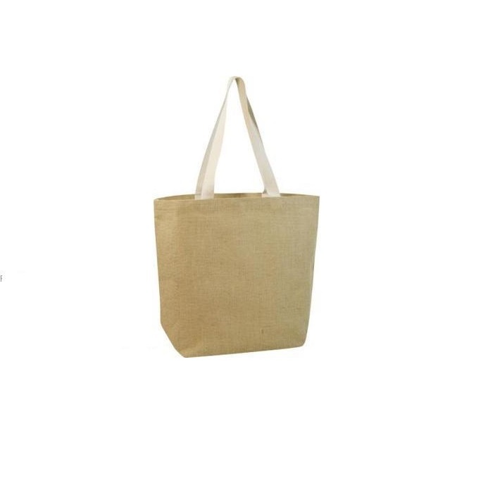 Re-useable Pp Laminated Jute Shopping Bag With Cotton Web Handle